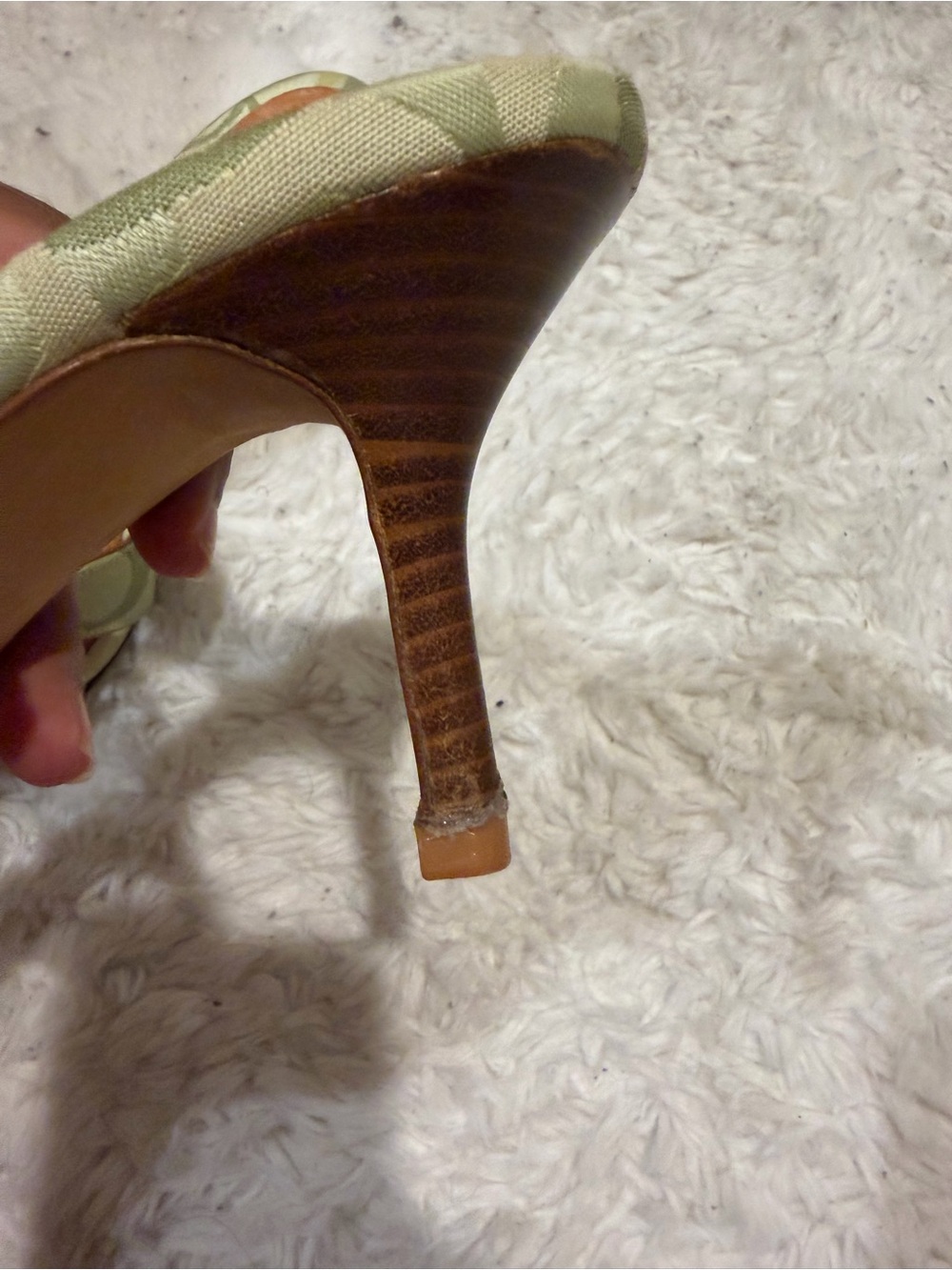 COACH Light Green Signature Mules with Red Butterfly Accent - Picture 5 of 6